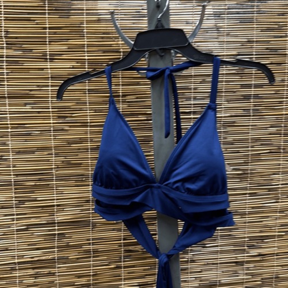 Women's Triangle Bralette Faux Wrap‎ Halter Bikini Top - Shade & Shore Navy XL - Picture 2 of 3